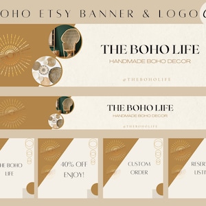 BOHO Etsy Banner,  Etsy Shop Banner, Etsy Banner Template, Etsy shop kit, Etsy Branding Kit, Business Etsy Banner