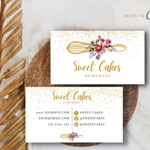 Bakery Business Card, Double Sided Card, Cake Business Card, Cake Business Cards Custom Design, Baking Business Cards, Bakery Business Cards