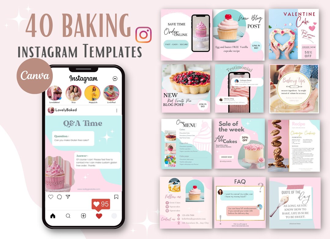 Bakery Instagram Post Bakery Instagram Template Bakery Branding Kit Baking Instagram Post Social