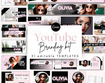 Sjabloon YouTube-brandingkit, contentplanner, socialmediamanager, YouTube-banner, YouTube-intro, YouTube-miniatuursjabloon, kanaalkit