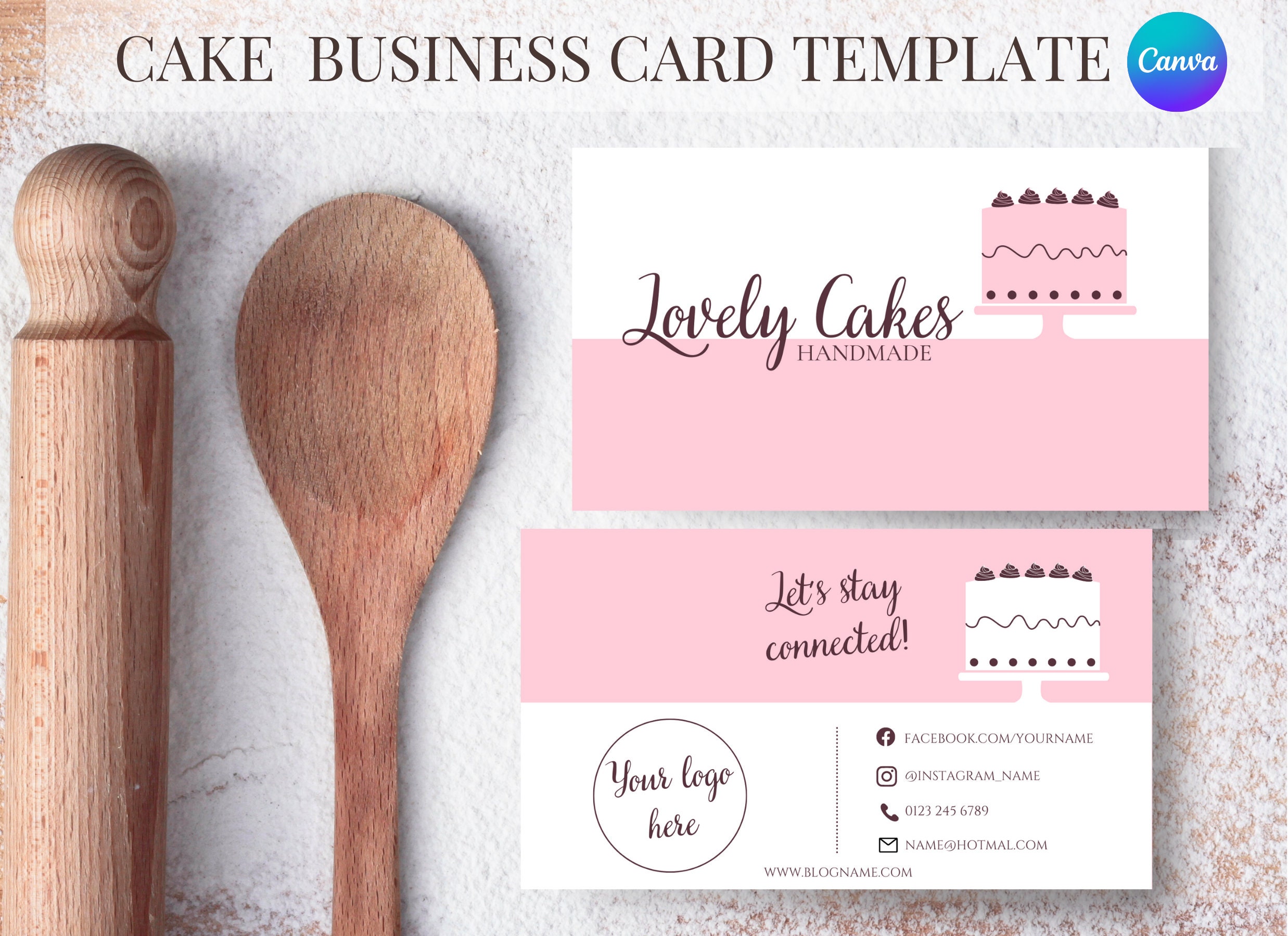Cake Business Card, Bakery Business Cards Template, Baking Business