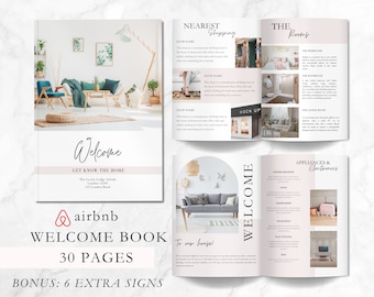 Bewerkbare Airbnb-welkomstboeksjabloon, gastenboek Airbnb, Airbnb-branding, Airbnb-sjabloon, Airbnb-hostbundel, Airbnb-gidssjabloon