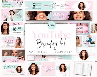 Kit di branding di YouTube, Content Planner, Social Media Manager, Banner di YouTube, Intro di YouTube, Modello di miniatura di YouTube, Kit bundle di YouTube