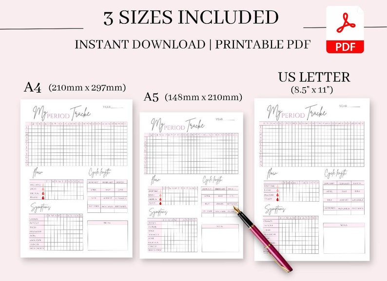 Printable period tracker