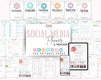 Social Media Planner Canva Templates | TikTok Planner | YouTube Content Creator Planner | Social Media Manager Editable Planner | Instagram
