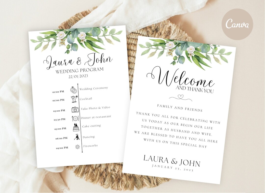 Bridal Party Timeline, Wedding Day Timeline Template, Wedding Program ...