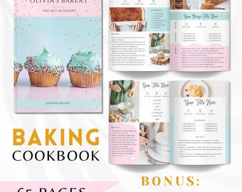 Baking Cookbook Template, Recipe Book Template, Family Recipe book, Ebook Template Canva, Custom Recipe Book, Cook Book, Recipe Template