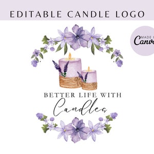 Candle Logo Design, Candle logo, Candle Logo Template, Candle Business logo, Candle Branding, Logo Creation, Editable Floral Logo Candle