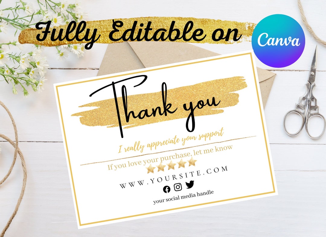 Business Card Thank You Gold and White - Thank You for Your Purchase ...