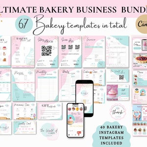 Pink Bakery Branding kit, Cake Business Bundle, Bakery Logo, Invoice template, Cake Order Form, Cookie Care Card, Dessert Business Instagram