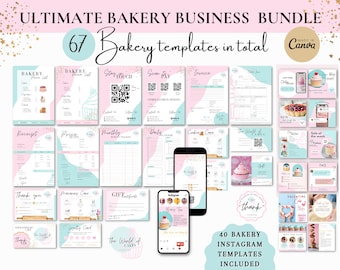 Pink Bakery Branding Kit, Kuchen Business Bundle, Bäckerei Logo, Rechnungsvorlage, Kuchen Bestellformular, Cookie Care Card, Dessert Business Instagram