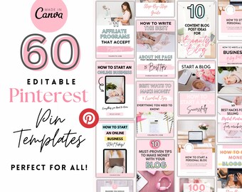 Pinterest Pin Templates | Pin Templates | Pinterest Templates | Pink Pinterest Pins Template | Blogger Template | Social Media Template