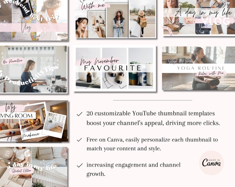 Youtube-miniatyrbild, YouTube-varumärkespaket, rosa Youtube-miniatyrbildsmall, YouTube-innehållsplanerare, Social Media Manager, YouTube-kanalpaket bild 4