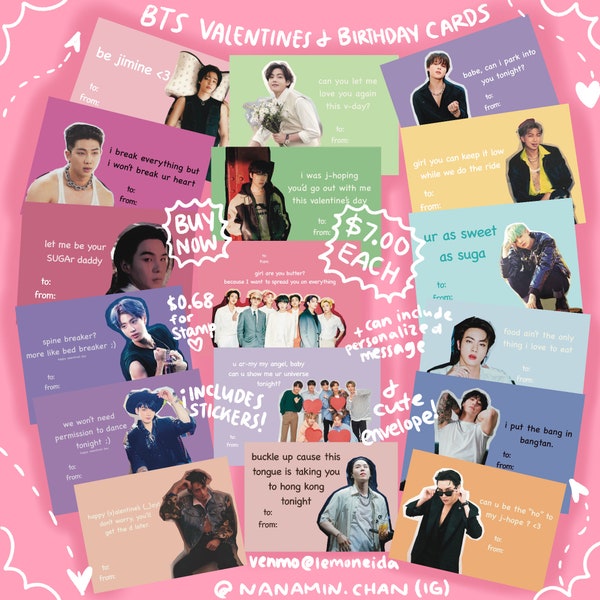 BTS Birthday & Valentines Funny Meme Cards for Friends