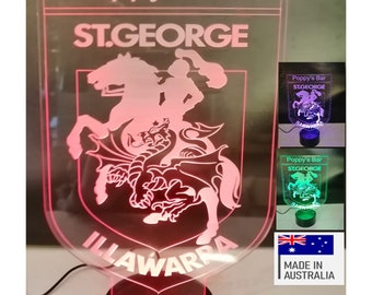 Customisable St.George Illawarra bar sign.