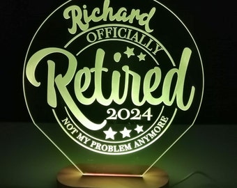 Personalised Retirement LED Sign - Custom Name and Year.