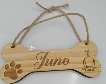 Personalised Eco-Friendly Pine Wood Dog Bone Sign