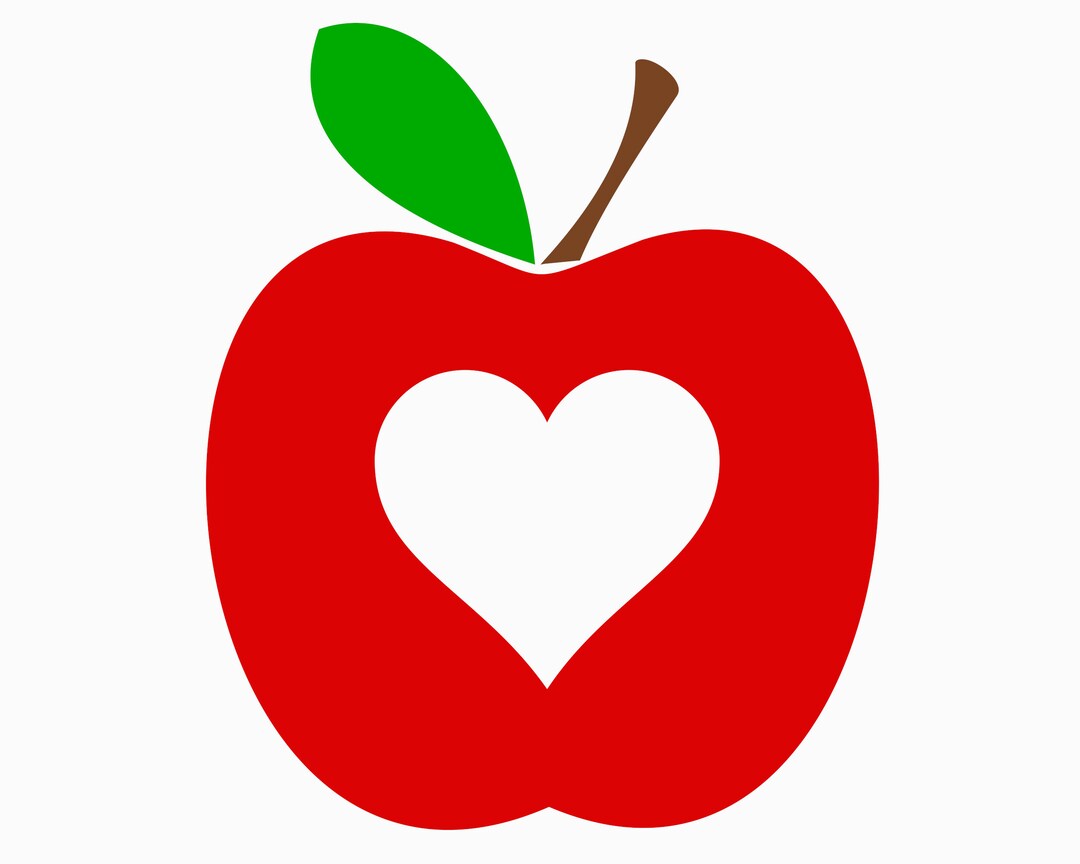 Apple With Heart Clipart SVG, Best Teacher SVG, Digital Download/cricut