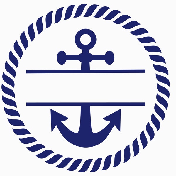 Monogram Anchor SVG Split Anchor Rope SVG Split Anchor Name Frame SVG Sailing Boat Anchor, cruise, harbour, fisherman, anchor chain, captain
