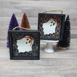 Halloween Decor/Ghost Decor/Shelf Sitter/Tier Tray Decor/Wall Decor/Halloween Wall Decor/Small Shadow box