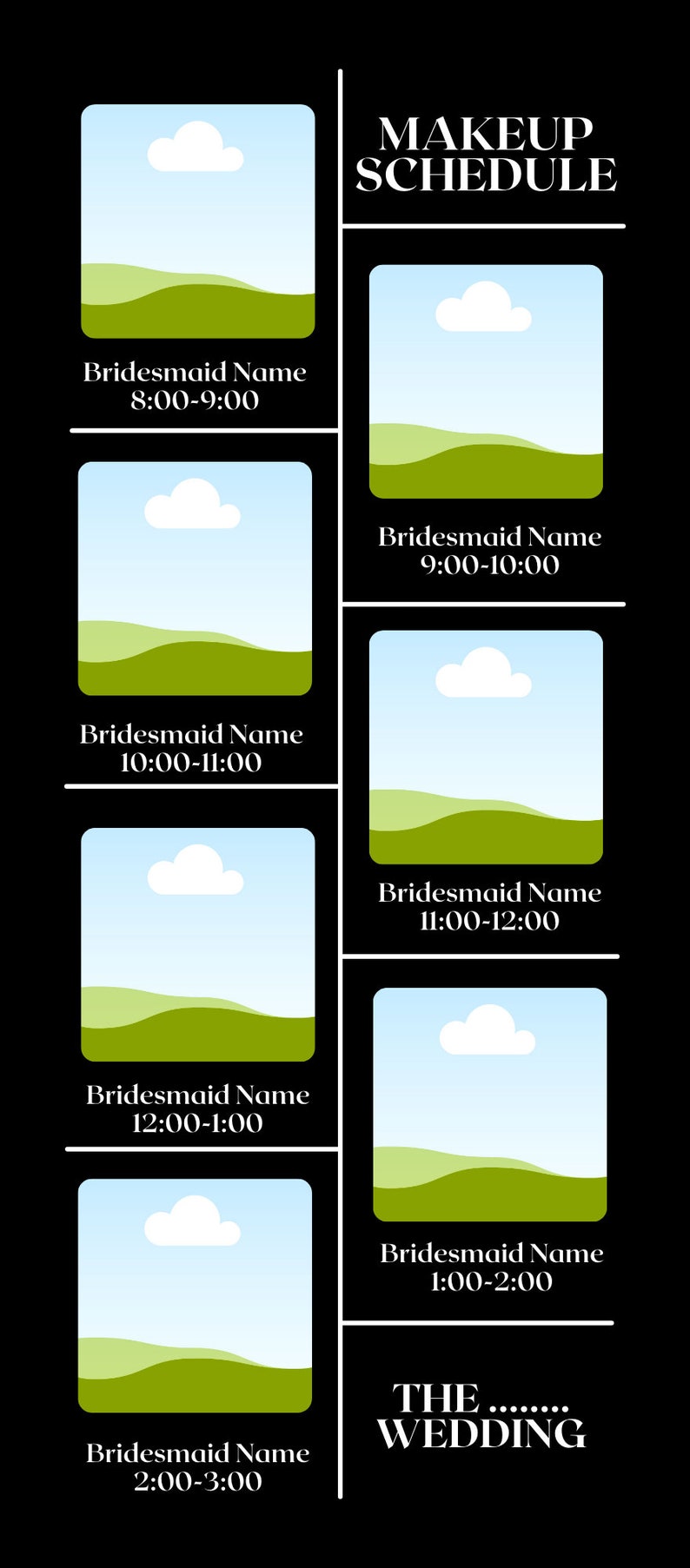 Wedding Hair and Makeup Schedule Template Downloadable Etsy