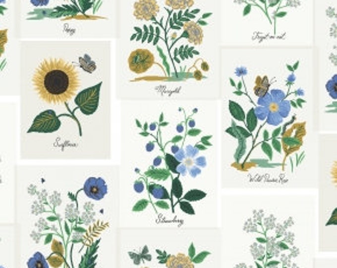 Featured listing image: Rifle Paper Company Curio botanical prints blue multi color fabric