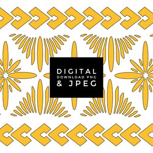 Polynesian Floral Fan Pattern Digital Download