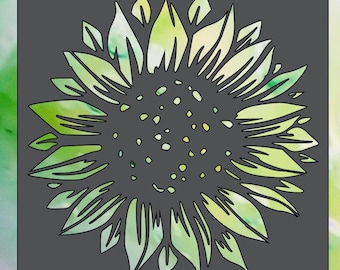Blooming Sunflower Stencil