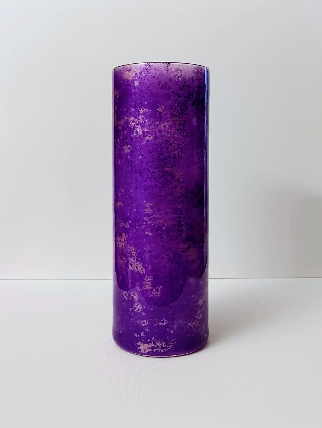 Vase, Purple Resin Vase, Purple and Pink Vase, Glass Cylinder Vase, Purple Cylinder Vase, 10