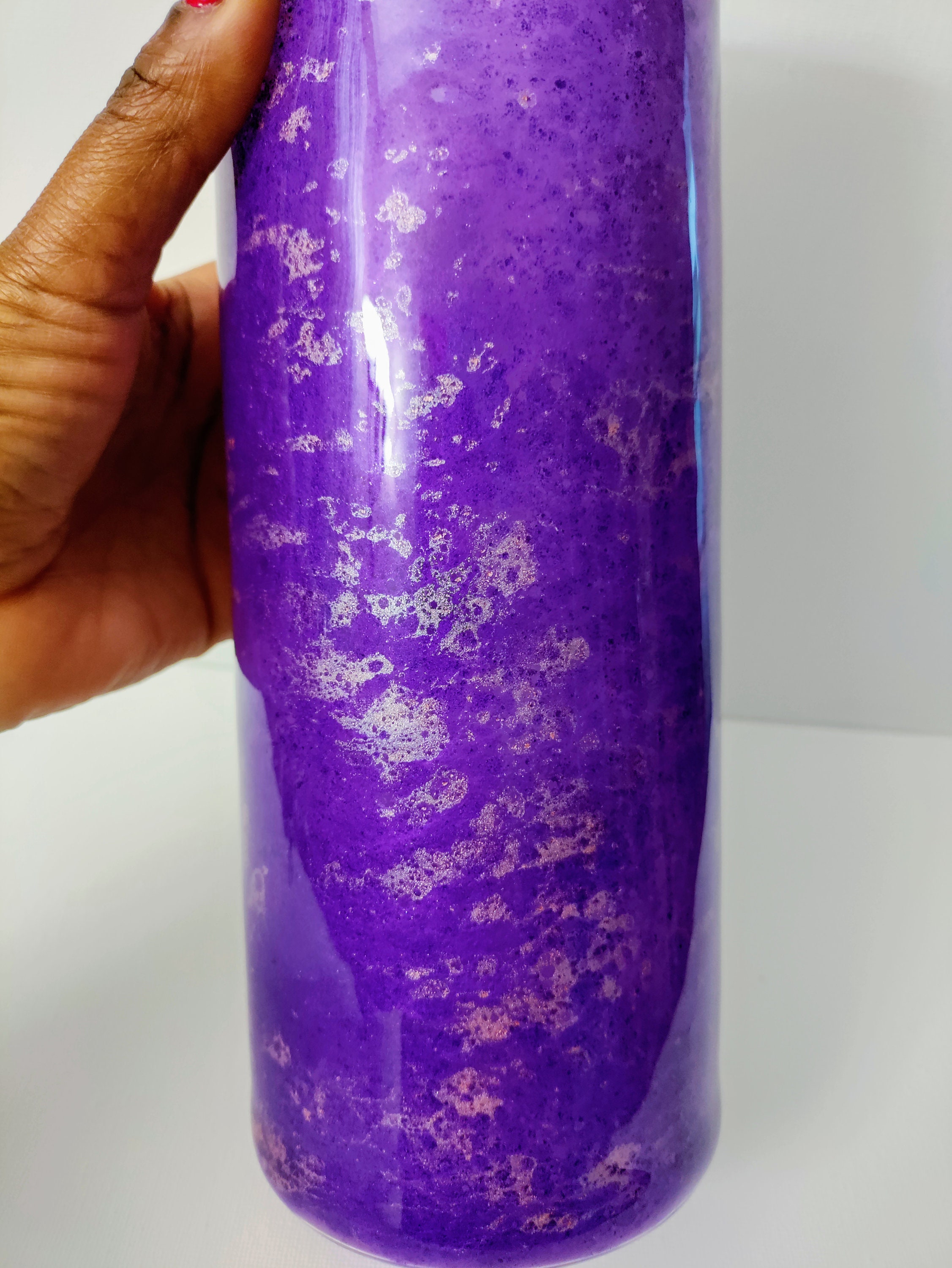 Vase, Purple Resin Vase, Purple and Pink Vase, Glass Cylinder Vase