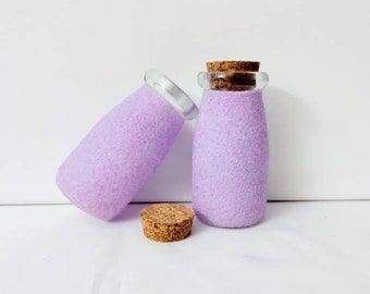 Cork Bottles, Lavender sand, Cork Bottles, Set of 2, Lavender Cork Bottle, 3.5 inches - MADE by Beanz Vicente