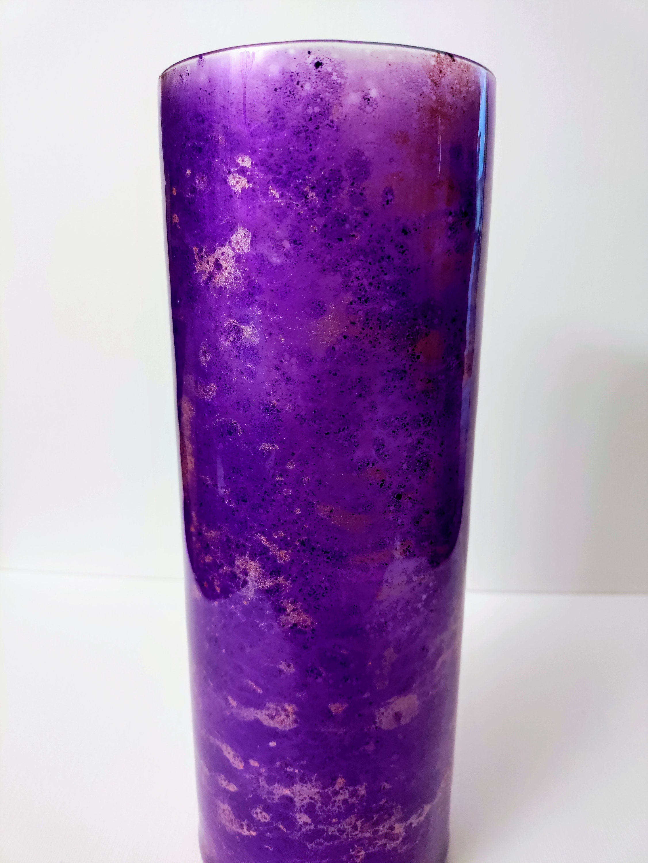 Vase, Purple Resin Vase, Purple and Pink Vase, Glass Cylinder Vase