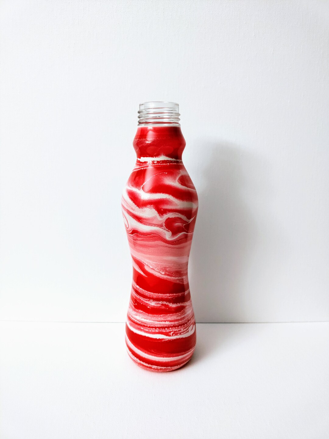 Vase Red and White Resin Vase Glass Vase 9.5 Inch Vase Red Etsy