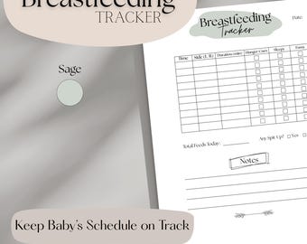 Sage Breastfeeding Tracker Printable | Baby Nursing Log & Feeding Schedule Chart | Nanny Notes Co