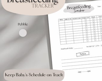 Pebble Grey Breastfeeding Tracker | Printable Baby Nursing Log & Daily Feeding Chart | Nanny Notes Co