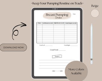 Neutral Beige Breast Pumping Tracker | Daily Pump Log & Milk Supply Printable | Nanny Notes Co