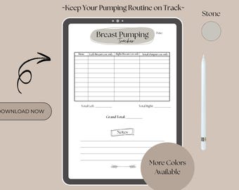 Minimalist Breast Pumping Tracker: Stone Grey Printable Log (Digital Download)