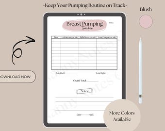 Blush Pink Breast Pumping Tracker: Minimalist Pump Log (Digital Download, PDF, US Letter Size)