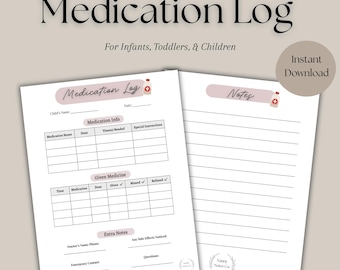 Printable Kids Medication Log: Infant & Toddler Medicine Tracker (PDF)