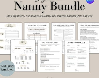 Nanny Template Bundle | Printable & Editable Nanny Forms (Digital Download)