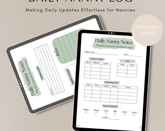 Printable Nanny Notes Template | Sage Green Daily Log | Baby Feeding, Sleep & Diaper Tracker PDF