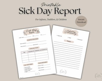Printable Child Sick Day Report, Infant Toddler Health Log (PDF)