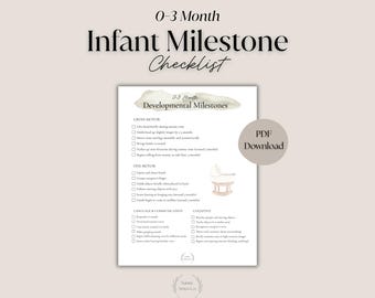0–3 Month Developmental Milestones Checklist | Infant Milestones Chart | Baby Development Printable | Newborn Milestone Tracker