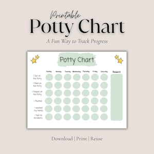 Green Potty Training Chart Printable for Toddlers | Reward Sticker Chart| Preschool Kids Potty Chart | Instant Download PDF
