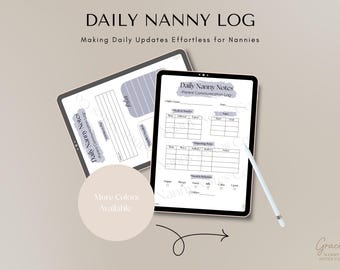 Printable Nanny Daily Log: Blue Childcare Report, Infant & Toddler (Editable PDF File)