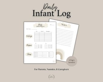 Daily Infant Report: Baby Tracker, Nanny Log Sheet (PDF Download)