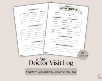 Infant Doctor Visit Log Template | Printable Baby Medical Record | Pediatric Checkup & Appointment Tracker