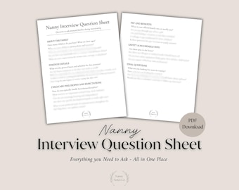 Nanny Interview Question Sheet | Printable Interview Guide (PDF)