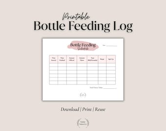Coral Bottle Feeding Log Printable | Baby Feeding Tracker | Daily Bottle Feeding Schedule | Newborn Feeding Chart | Daycare Feeding Sheet