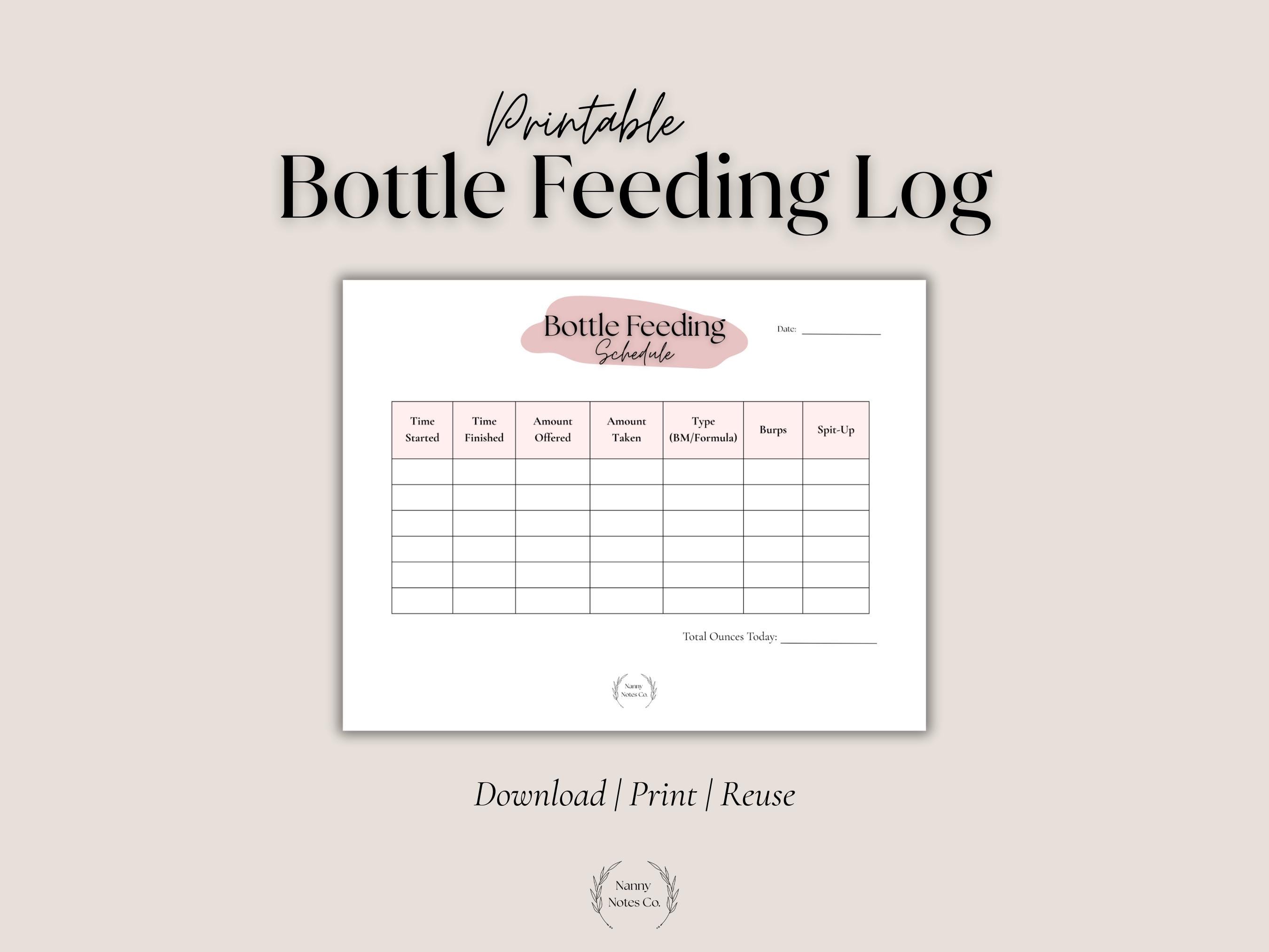 Cbb Log Coral Bottle Feeding Log Printable | Baby Feeding Tracker | Daily ...